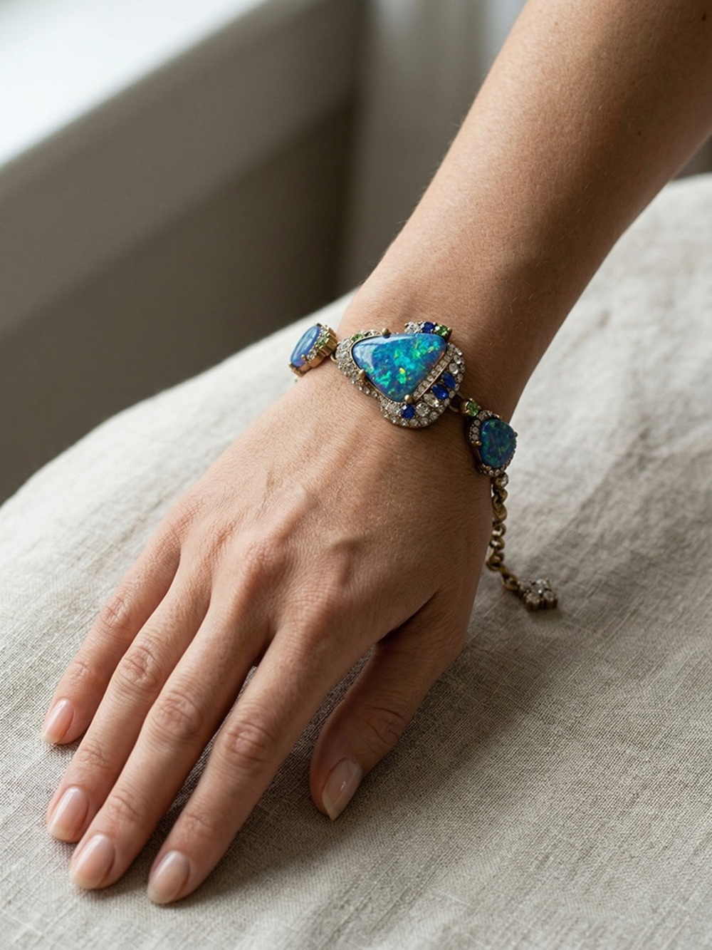 Blue Opal Statement Bracelet - Women Jewelry